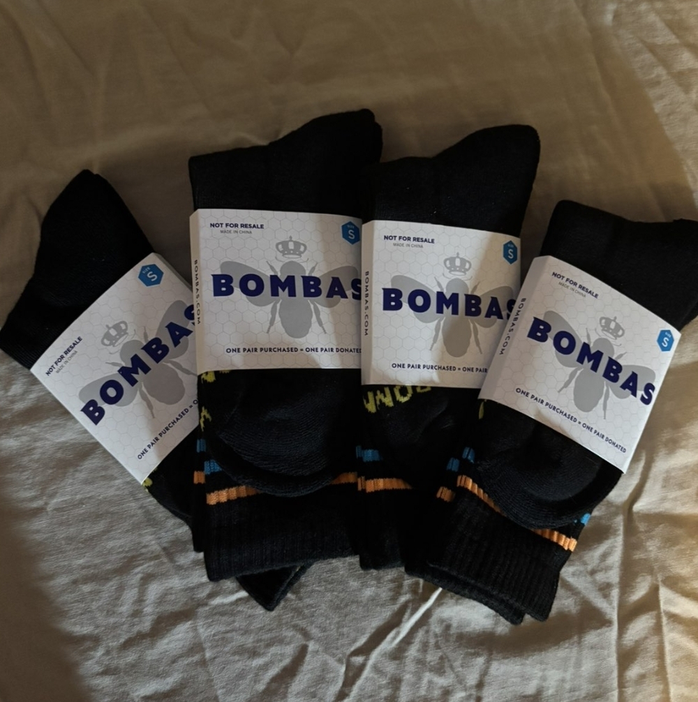 Bombas Youth Kids Black and Blue Casual Socks